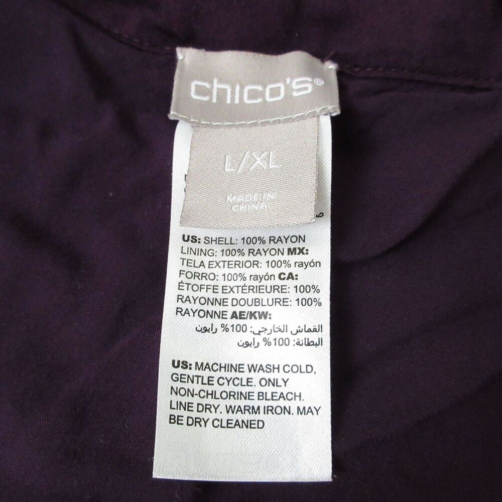 Chicos Cardigan Womens L/XL Paisley Open Front Kimono Sleeve‎ Purple Boho - Picture 5 of 6